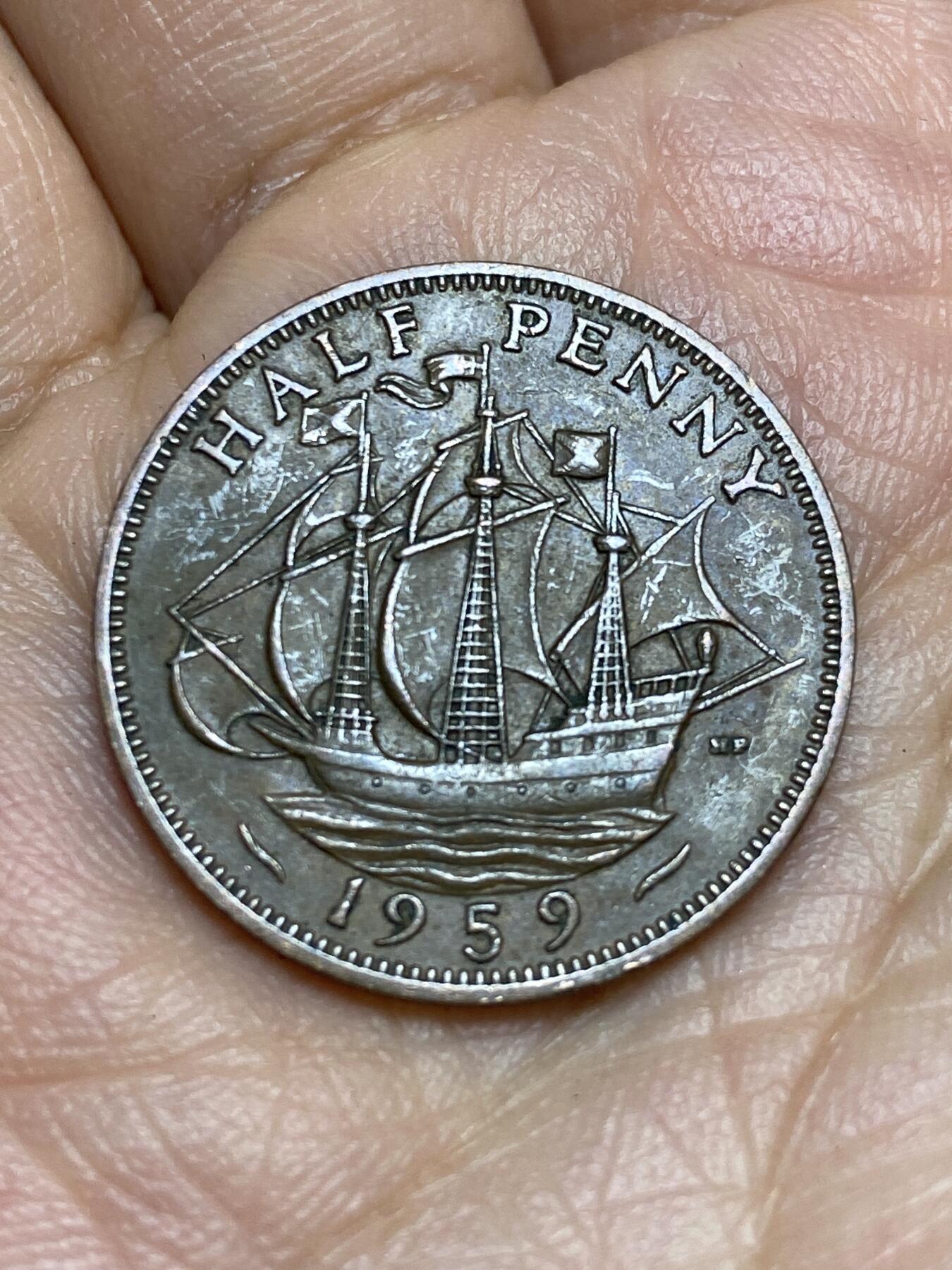 2026年第十五场(总第一百八十四场）外国好品散币场(免佣金) 英国🇬🇧1959年半便士(伊丽莎白二世青年桂冠第二版)