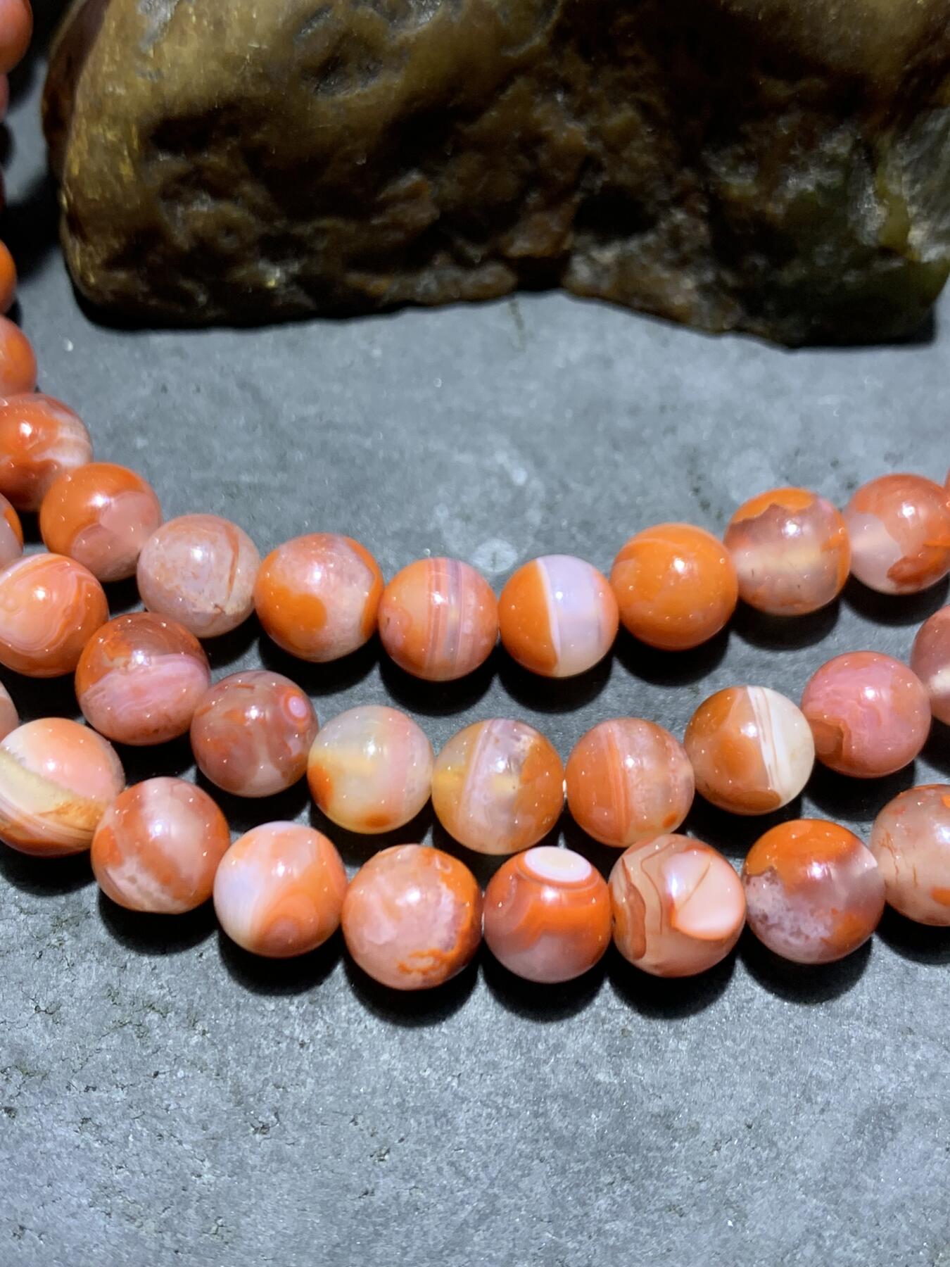 精美川料南红玛瑙荔枝冻飘柿子红108多圈手串（项链）一条