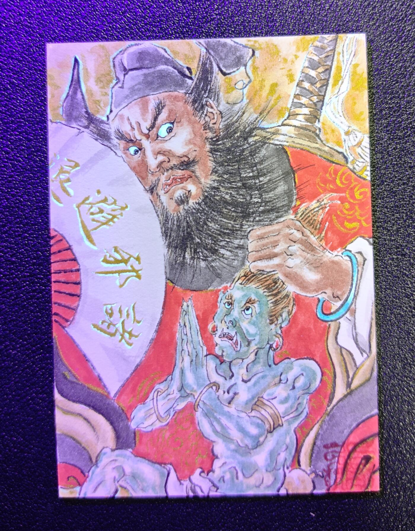 天玑星卡拍第166期《1.29周四截拍》持续收拍收评中 满赠卡需备注 【手绘卡】张先军 钟馗 手绘卡 卡背题字