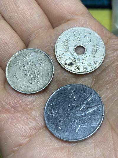 2026年第十五场(总第一百八十四场）外国好品散币场(免佣金) - 散币3枚：意大利🇮🇹1956年50里拉，丹麦🇩🇰1968年25欧尔，比利时🇧🇪1958年1法郎