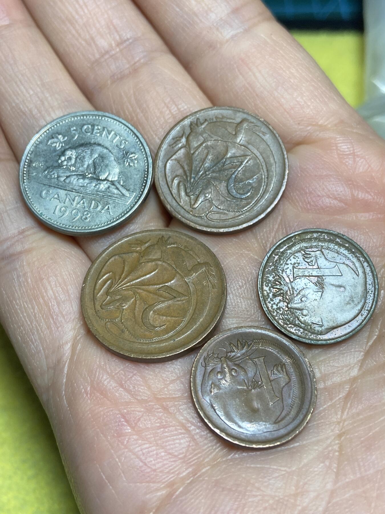 2026年第十五场(总第一百八十四场）外国好品散币场(免佣金) 散币5枚：加拿大🇨🇦1998年5分，澳大利亚🇦🇺1972年2分，1966年72年1分