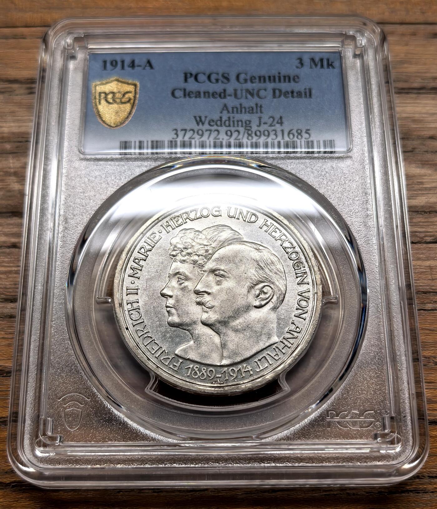 凡希社世界钱币微拍第三百十九期 1914A德国安哈特3马克纪念银币PCGS-UNCD