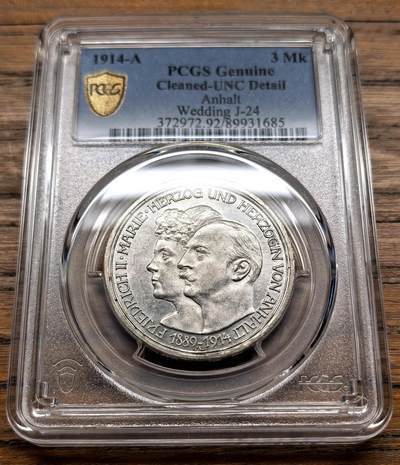 凡希社世界钱币微拍第三百十九期 - 1914A德国安哈特3马克纪念银币PCGS-UNCD