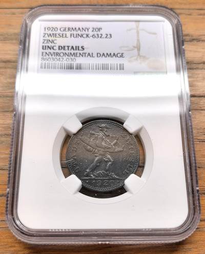 凡希社世界钱币微拍第三百十九期 - 1920德紧茨维瑟尔20芬尼锌币NGC-UNCD