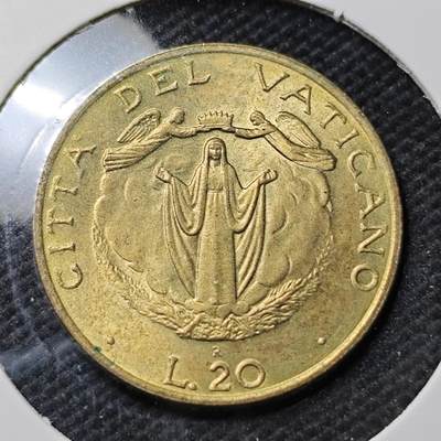 KK钱币收藏小铺  第389期  2月预留时间 周末发货 -  梵蒂冈20里拉 好品