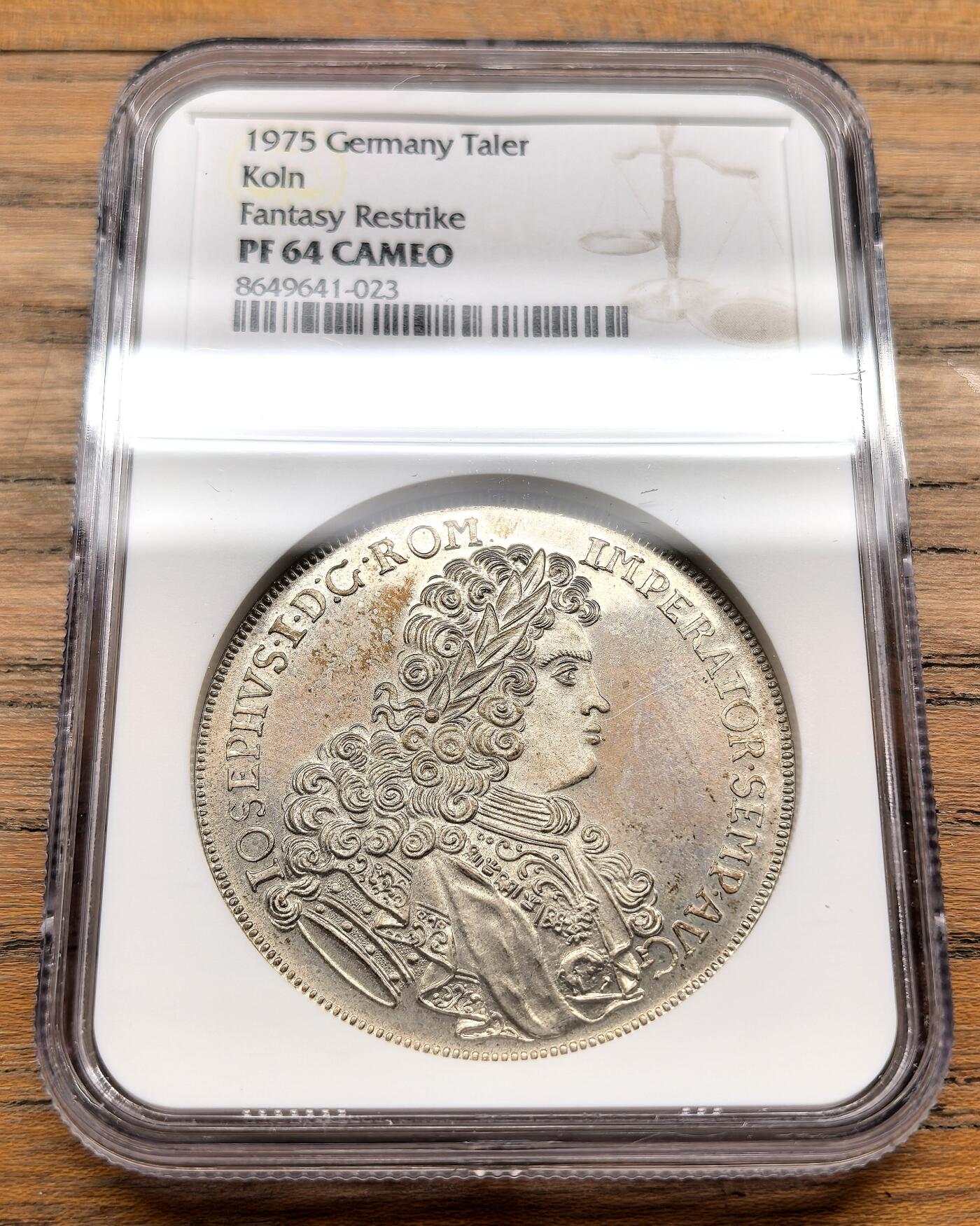 凡希社世界钱币微拍第三百十九期 1975德国科隆戏铸泰勒银币NGC-PR64