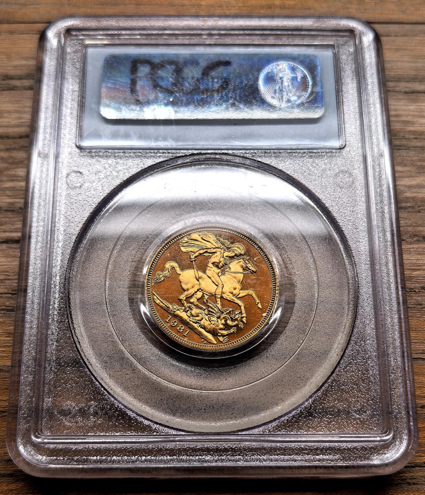 凡希社世界钱币微拍第三百十九期 1981英国伊丽莎白1索维林金币精铸PCGS-PR68DCAM