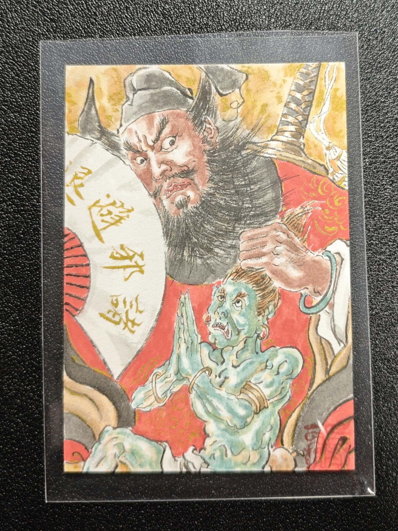 天玑星卡拍第166期《1.29周四截拍》持续收拍收评中 满赠卡需备注 【手绘卡】张先军 钟馗 手绘卡 卡背题字