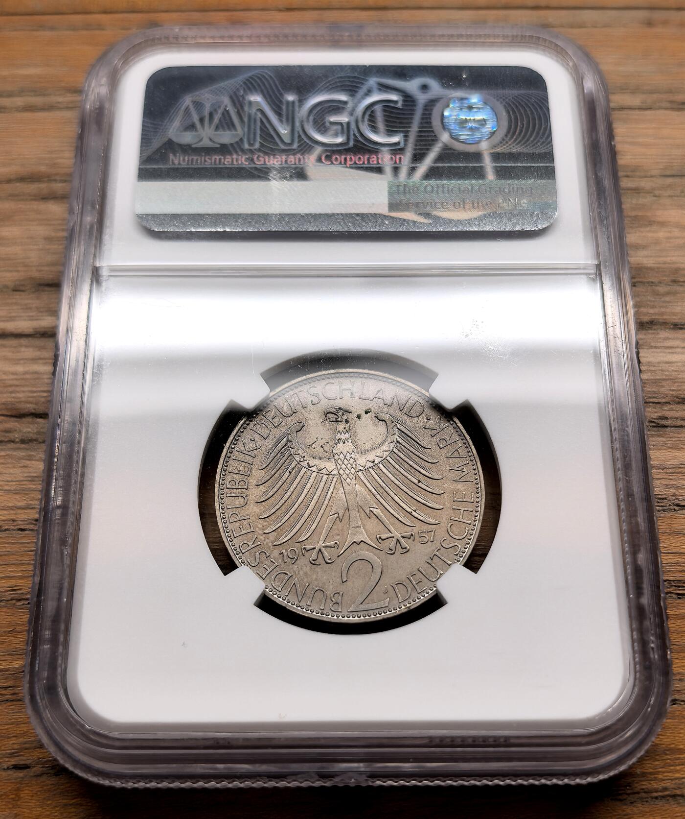 凡希社世界钱币微拍第三百十九期 1957J联邦德国普朗克2马克精铸NGC-PF65