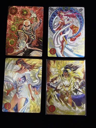 奇点新卡 无佣金 不寄存 不收拍   主攻奇点（有大佬赞助）需要多宫大佬请私聊 部分卡牌设有底价（不想玩的那么累，即使有底价也会比市场价便宜的多，懂的自然懂） 拒绝小号抬价 大家放心拍 所有拍品部分套有卡膜 部分卡牌多宫 自制卡牌 不包厂瑕 放大镜 品控 勿拍 流拍商品会循环 感谢大家支持 留个关注 不定时上新 谢谢 - 奇点卡牌 天龙八部 4张粗闪