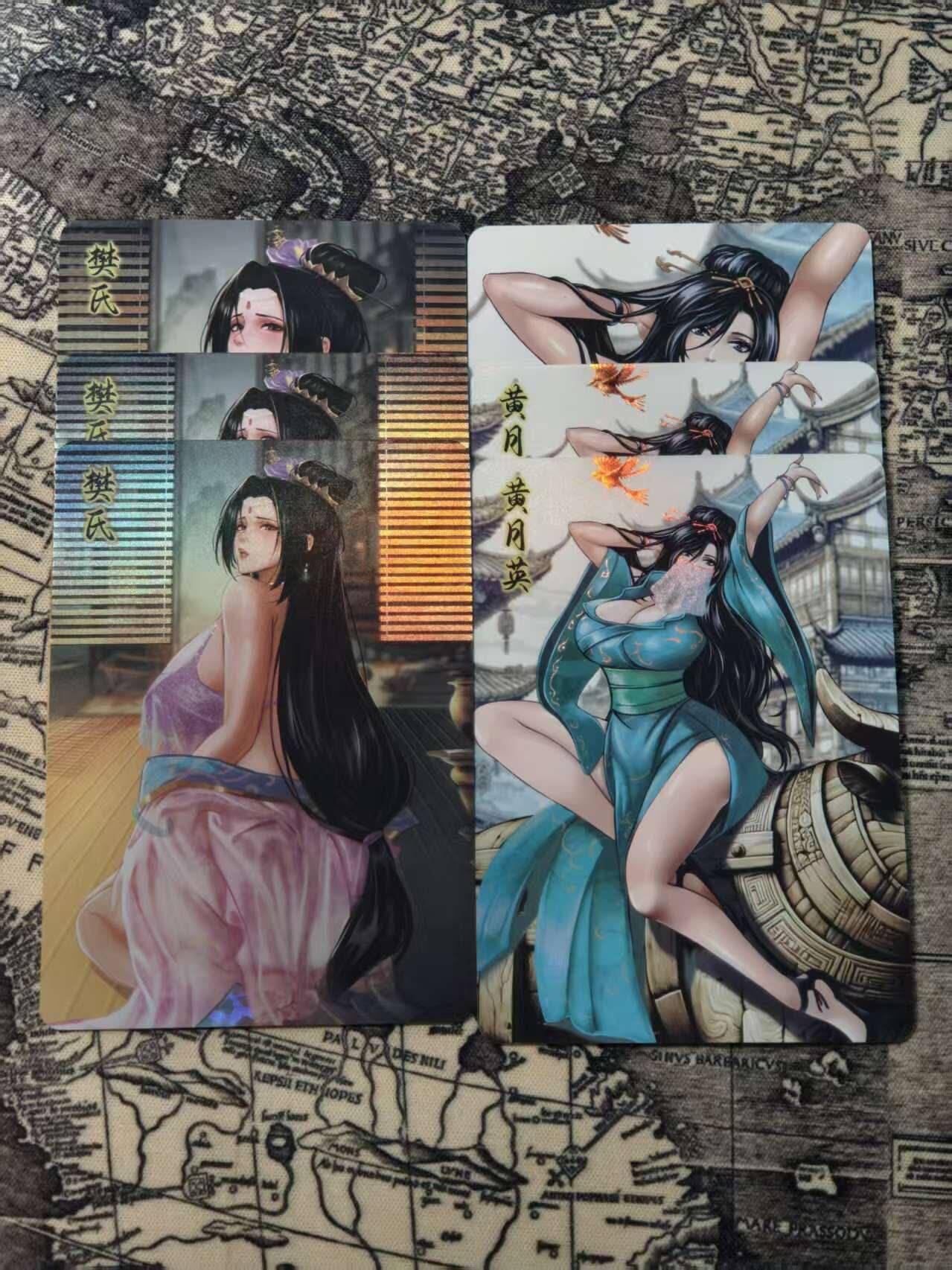 光影卡牌第29期，各家亲签，各家套卡，持续收拍品 原创三国樊氏黄月英精扣彩闪卡，一套6张