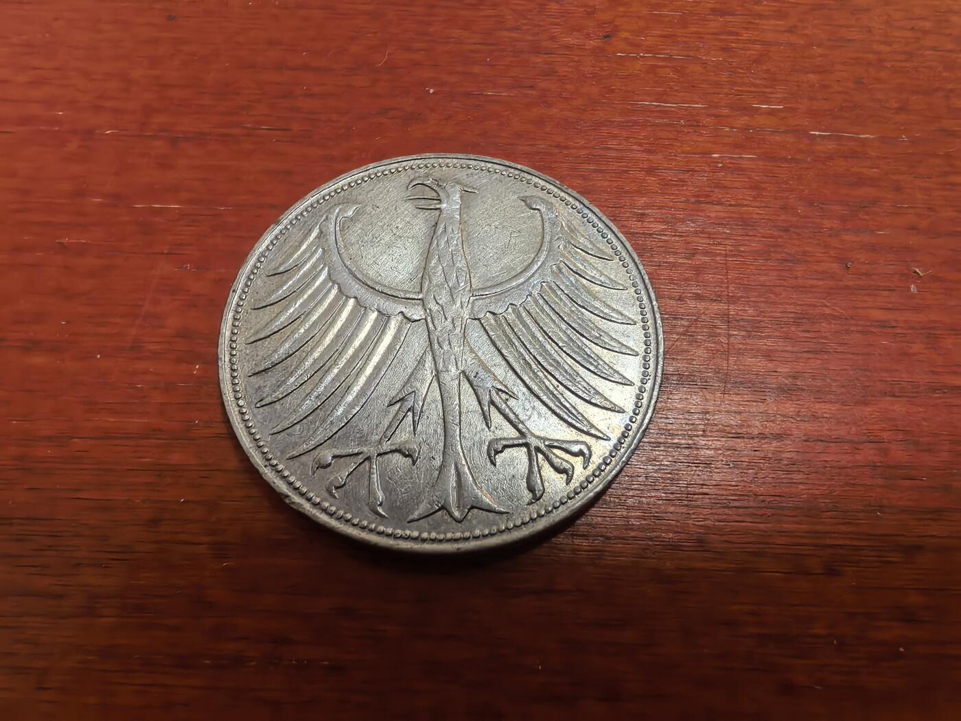 长老汇蛇年精选第九十五场拍卖 1951J西德5马克银币，11.2克625银，首年版