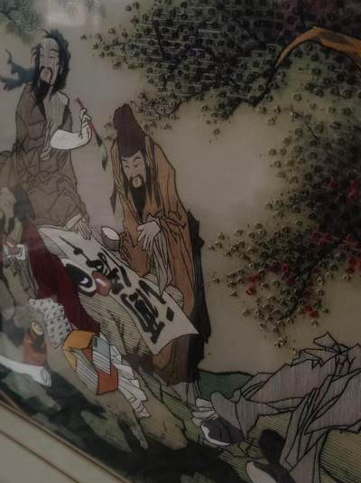 高档蚕丝刺绣：苏工刺绣，【饭中八宝】人物栩栩如生，特别精致，长107.5/宽51.5厘米 - 高档蚕丝刺绣：苏工刺绣，【饭中八宝】人物栩栩如生，特别精致，长107.5/宽51.5厘米