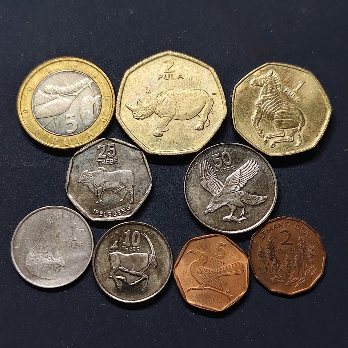 【全场包邮】纯粹捡漏拍498场-持续更新中 博兹瓦纳90年代9枚套币