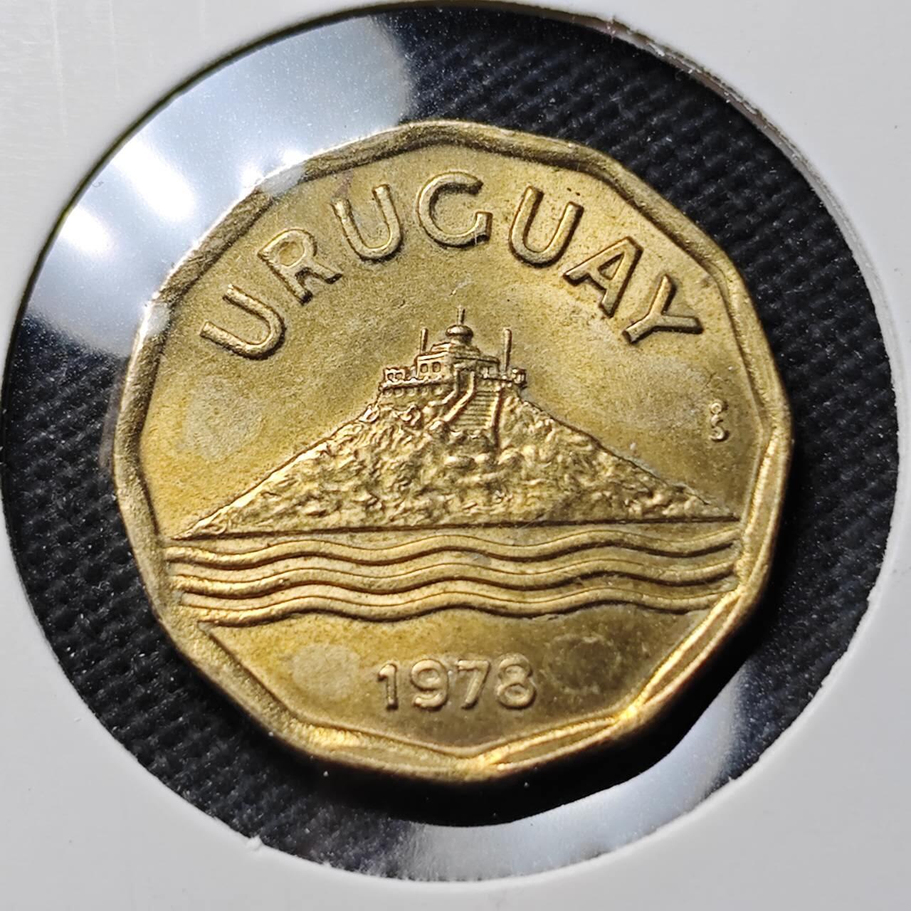 KK钱币收藏小铺  第389期  2月预留时间 周末发货 1978 乌拉圭20分铜币 好品