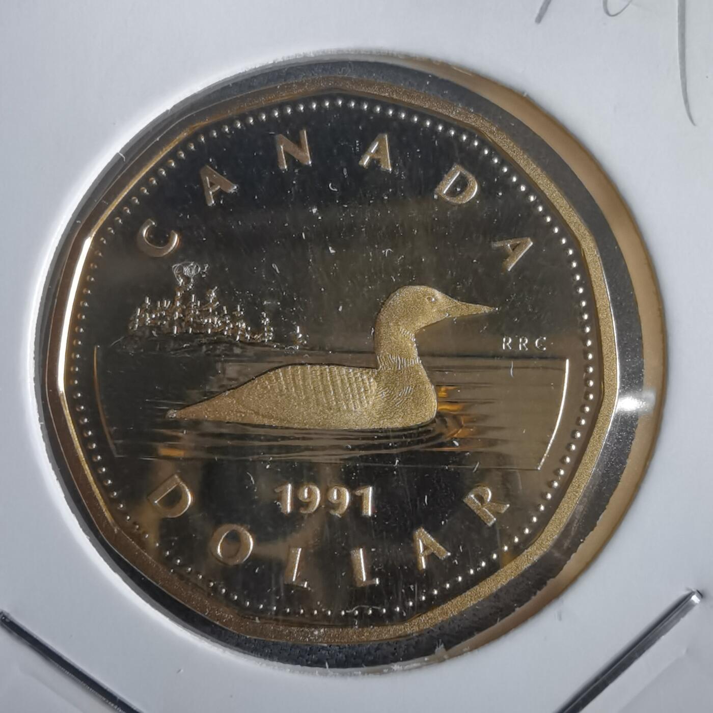 沼泽如烟--第974场 加拿大1991年一元精制币