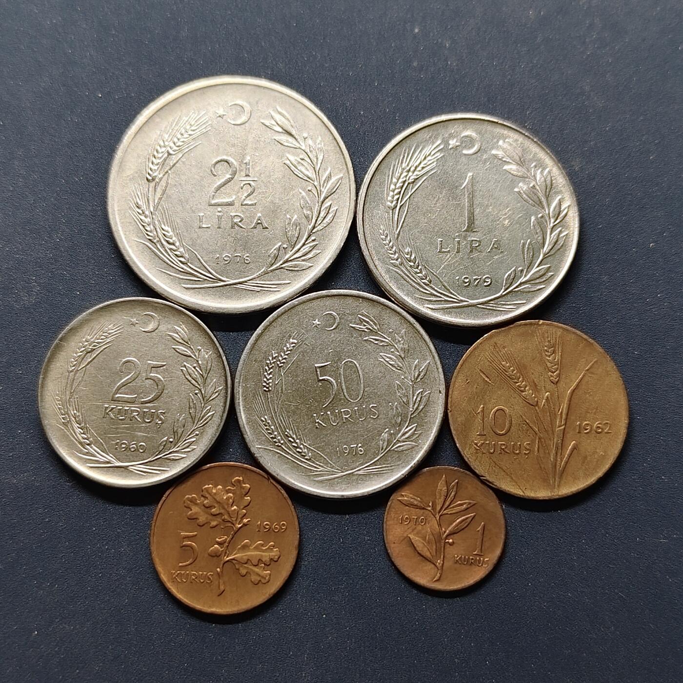 【全场包邮】纯粹捡漏拍498场-持续更新中 土耳其1960-1979年7枚套币