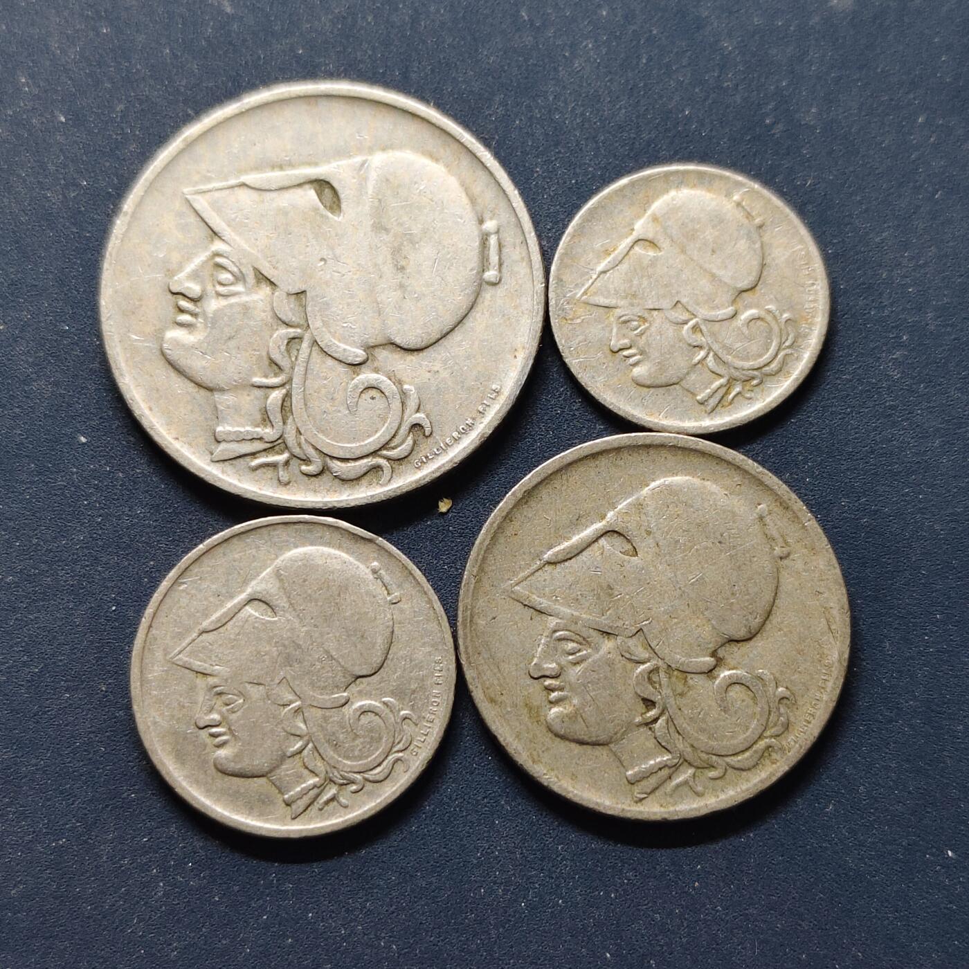 【全场包邮】纯粹捡漏拍498场-持续更新中 希腊1926年雅典娜头像版4枚套币