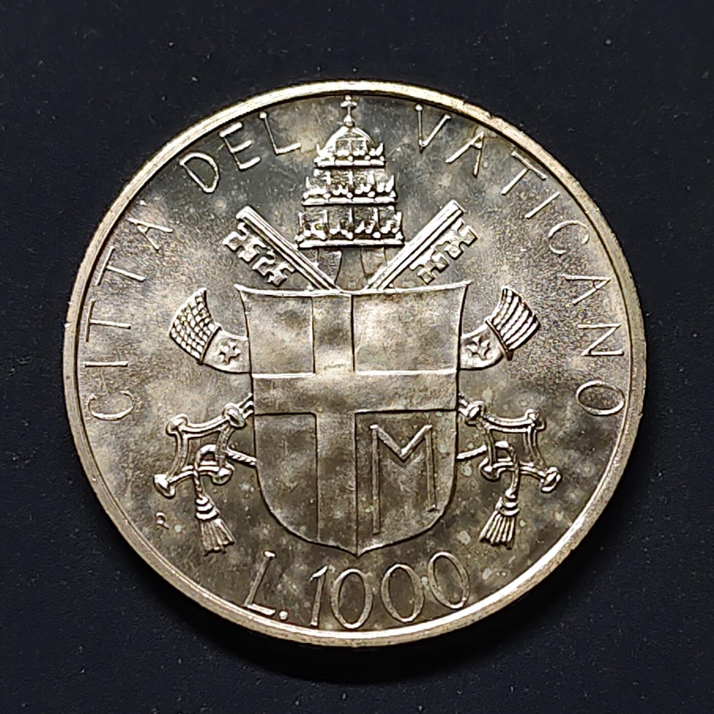 【全场包邮】纯粹捡漏拍499场-持续更新中 梵蒂冈1986年1000里拉保罗二世讲话纪念银币【31.5毫米14.5克83.5%，纯银价约339元（按28元银价估算）】