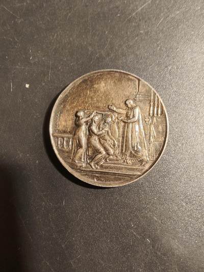 老王徽章第179期 - 法国银婚章    950银蜜蜂银标    带边铭背铭     1872年实授    直径30mm    重量11.8g