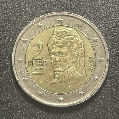 回流0125 - 奥地利2002年2欧元双色币 诺贝尔和平奖得主贝莎·冯·苏特纳