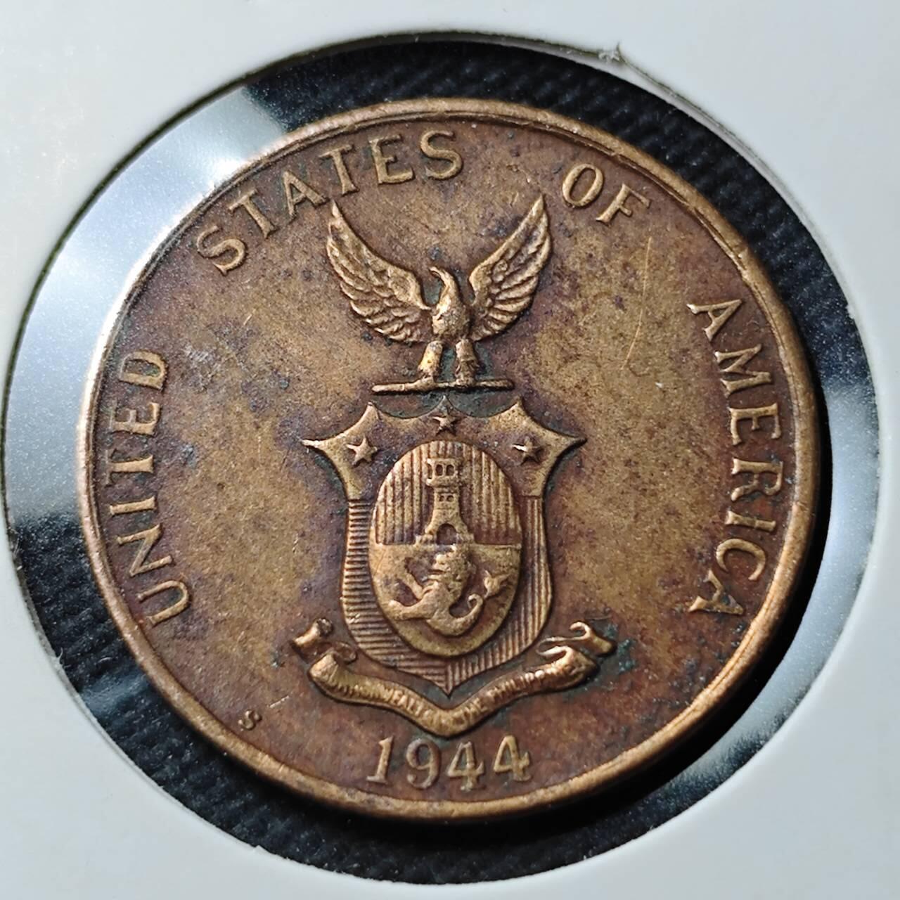 KK钱币收藏小铺  第389期  2月预留时间 周末发货  1944美属菲律宾1分铜币