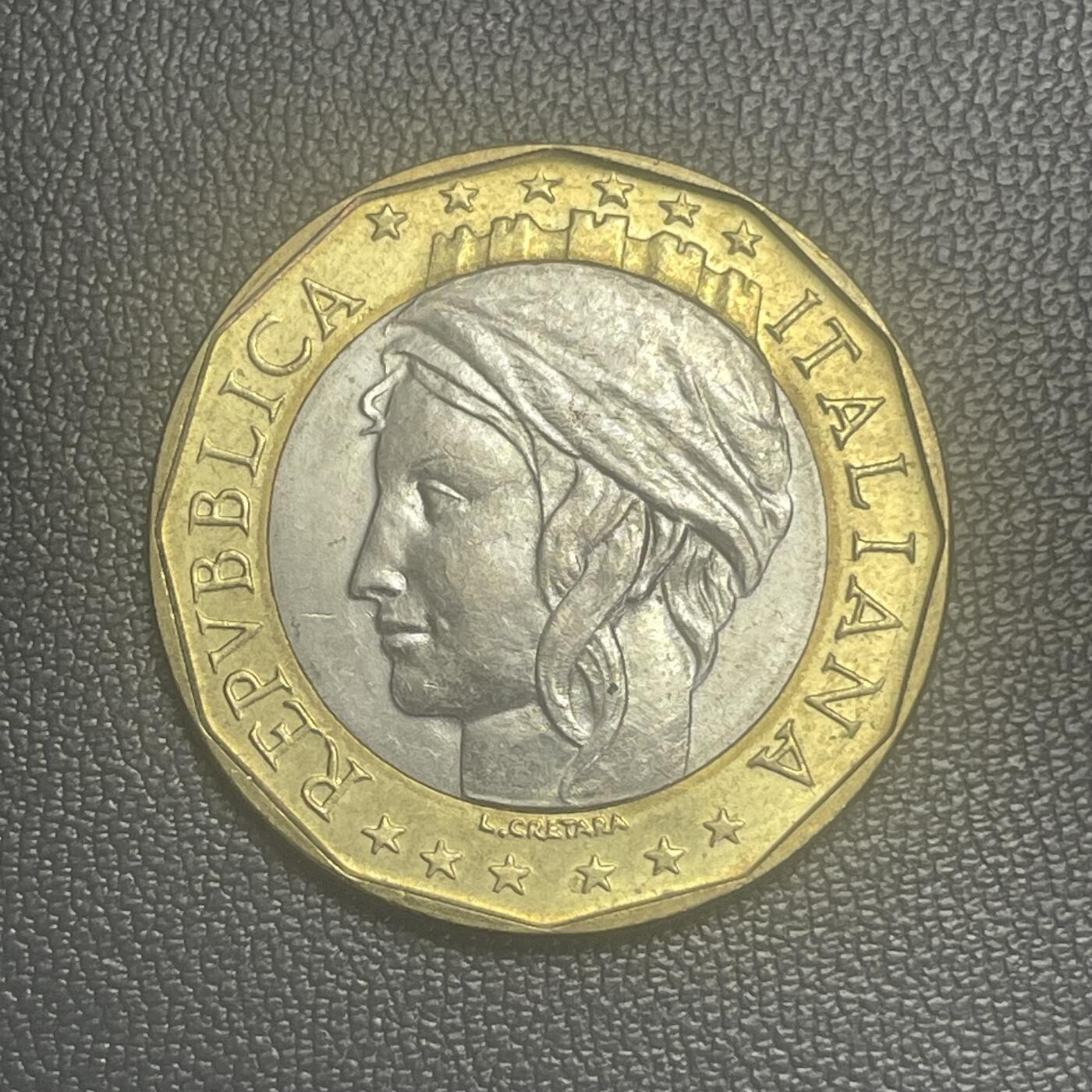 回流0125 意大利1998年1000里拉双色币 统一后的德国地图 