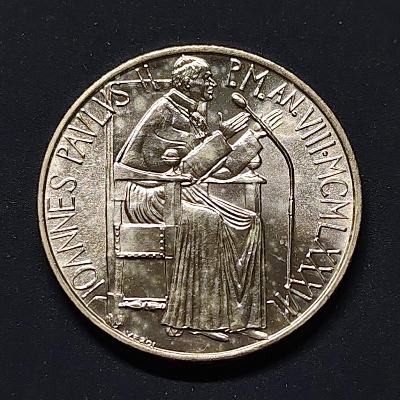 【全场包邮】纯粹捡漏拍499场-持续更新中 梵蒂冈1986年1000里拉保罗二世讲话纪念银币【31.5毫米14.5克83.5%，纯银价约339元（按28元银价估算）】