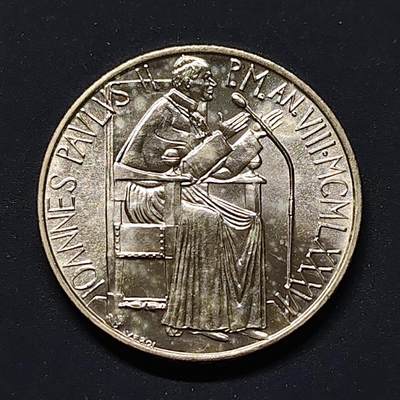 【全场包邮】纯粹捡漏拍499场-持续更新中 - 梵蒂冈1986年1000里拉保罗二世讲话纪念银币【31.5毫米14.5克83.5%，纯银价约339元（按28元银价估算）】