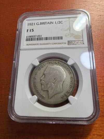 长老汇蛇年精选第九十五场拍卖 -  1921 英国乔治五世1/2克朗银币，NGC F15