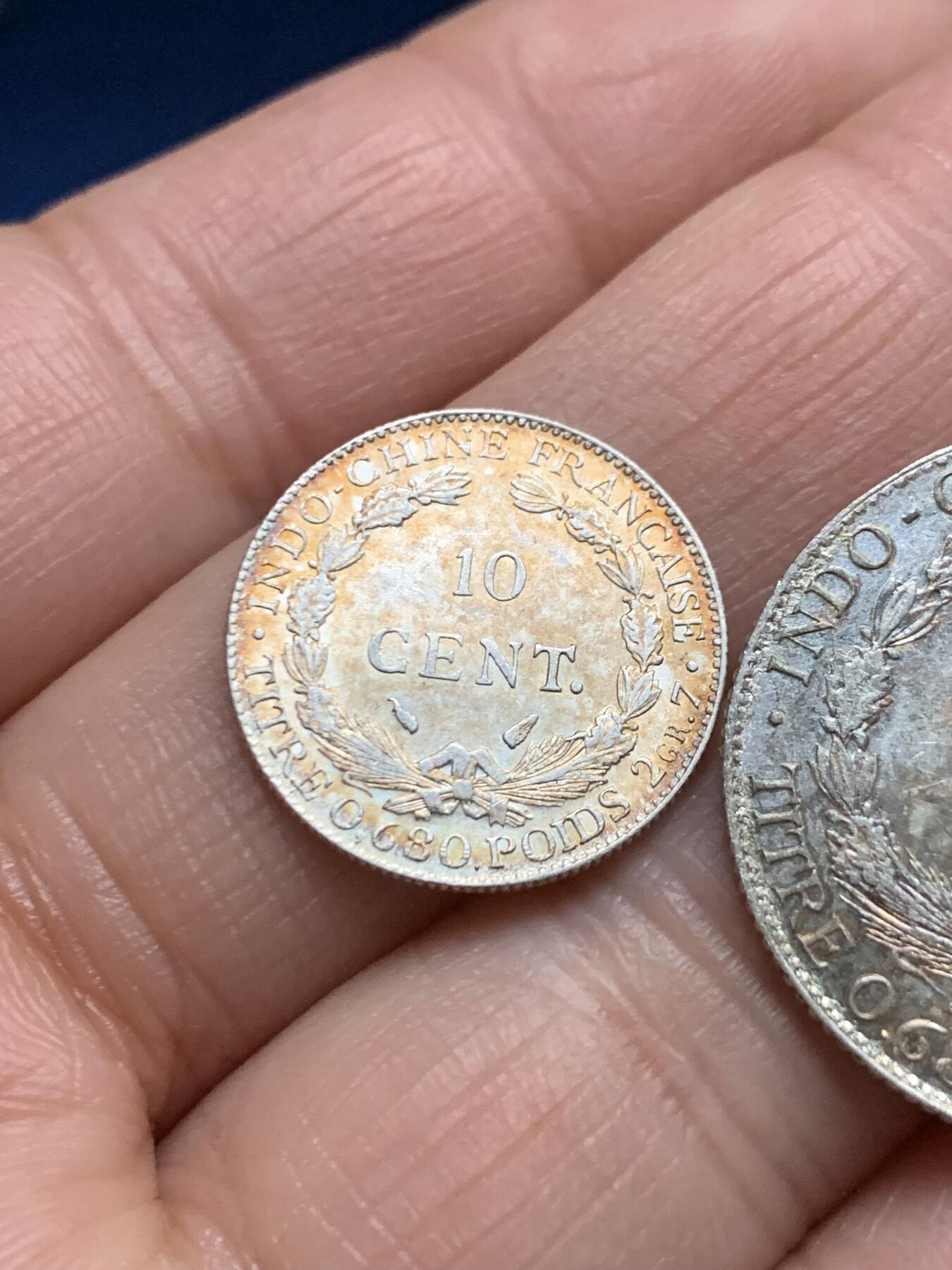 《竞宝斋》第461场 周日，周一，2场连拍 （全场包邮）欢迎送拍 三枚一组 法属印度支那坐洋50分20分10分银币 好品好状态