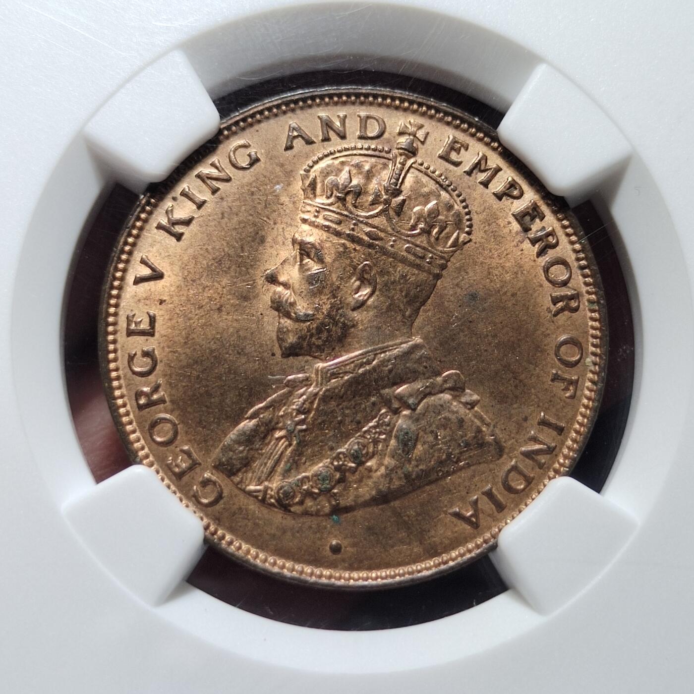中外钱币第七场 NGC-MS64RB香港1924年一仙铜币
