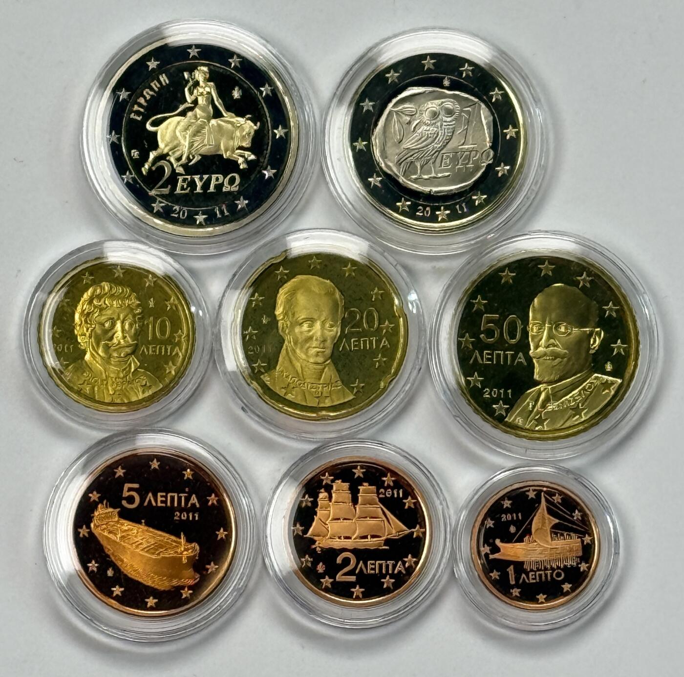 S&S Numismatic世界钱币-拍卖 第123期  希腊2011年 第二版地图 8枚欧元精制套币 盒证齐全 精制套币首发年份 发行量2500