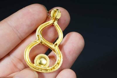 上海都达杂项专场八（全场包邮）   天然镀金蛇形葫芦嵌和田玉蛋面挂件 附鉴定证书87-341