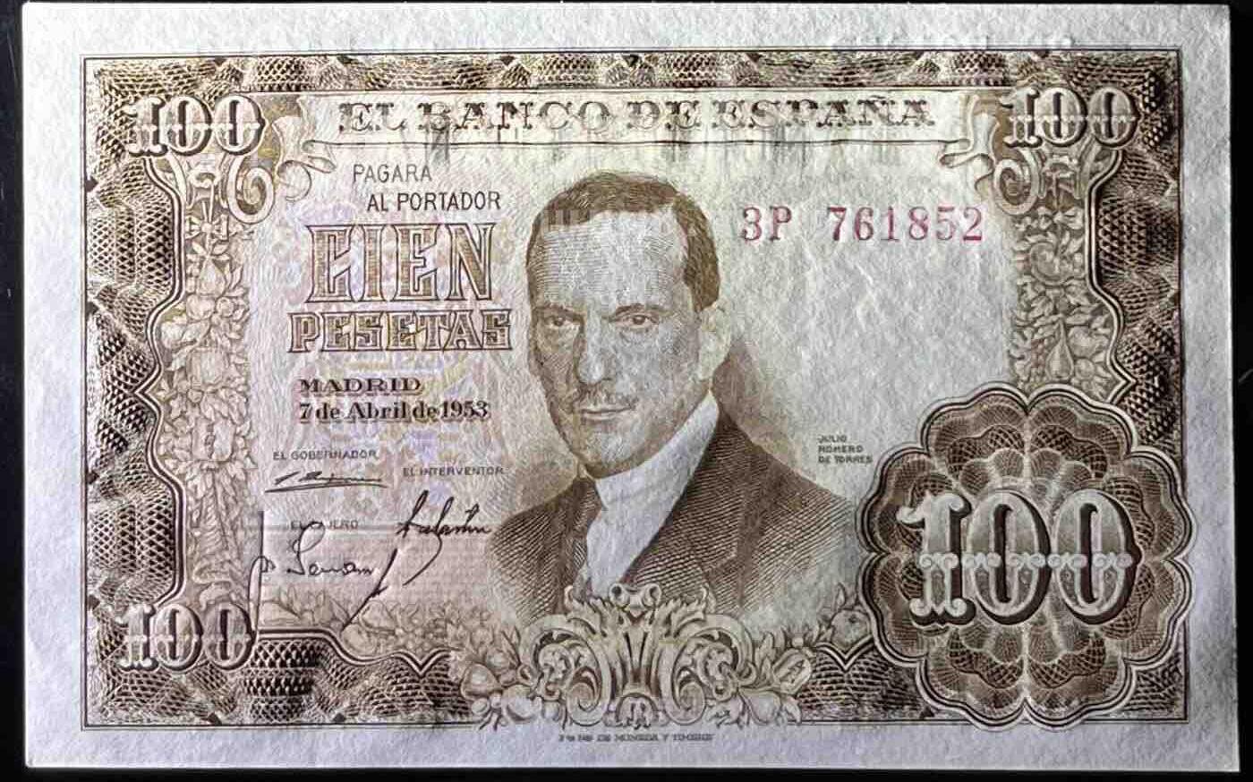 小福收藏拍卖第199期 裸钞场 本期有多张豹子号靓号 瑞士1000法郎 经典提香 毛里求斯首发年大全套 白俄罗斯5000000卢布 苏里南10000盾  爱沙尼亚  苏丹 西班牙 保加利亚 古巴等多国精美纸币 西班牙 1953年 100比塞塔 unc