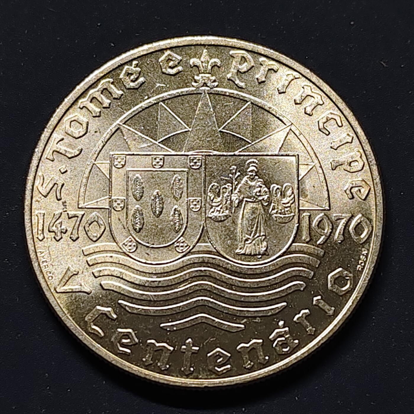 【全场包邮】纯粹捡漏拍499场-持续更新中 圣多美和普林西比1970年50埃斯库多发现圣多美和普林西比500周年纪念银币【34毫米18克65%，纯银价约327元（按28元银价估算）】