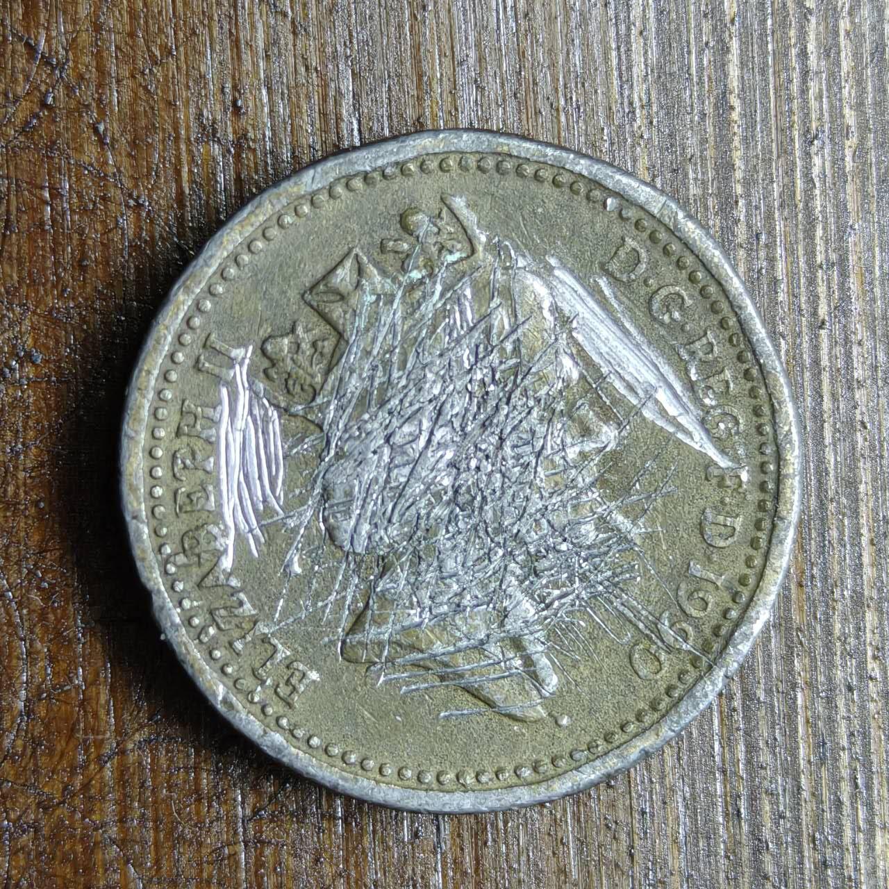 【铜匠收藏】★第140场★散币场。不寄存，30包邮。不满30元，支付5元运费。《接受代拍 代送NGC评级》 53【无寄存】1990年英国 1英镑 黄铜币 威尔士韭菜