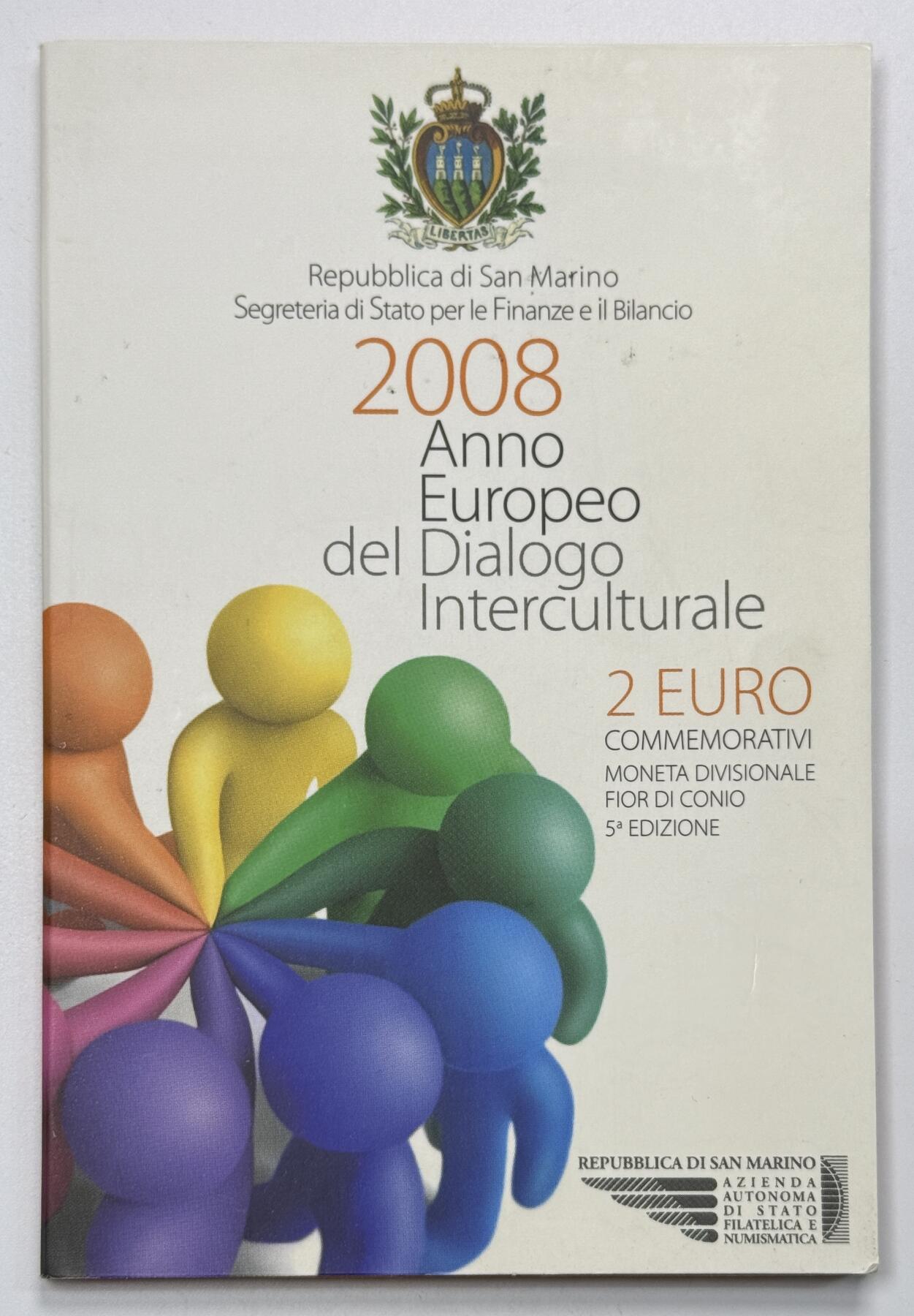 S&S Numismatic世界钱币-拍卖 第123期  圣马力诺2008年 欧洲跨文化对话年 2欧元双色纪念币官方卡币