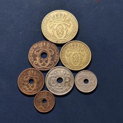 【全场包邮】纯粹捡漏拍498场-持续更新中 - 丹麦1928-1940年克里斯蒂安十世7枚套币