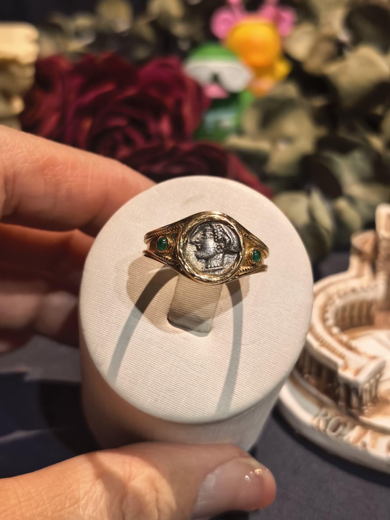 古希腊古风雅典娜古币戒指