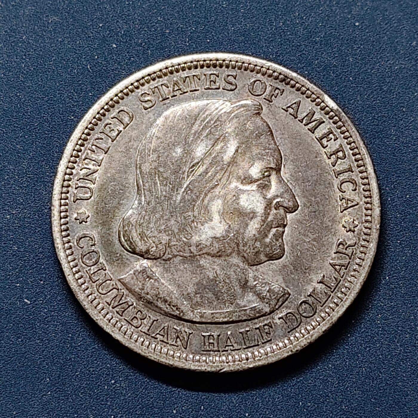 【全场包邮】纯粹捡漏拍499场-持续更新中 美国1893年半元哥伦布发现新大陆400周年纪念银币【30.5毫米12.5克90%，纯银价约316元（按28元银价折算）】