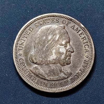 【全场包邮】纯粹捡漏拍499场-持续更新中 - 美国1893年半元哥伦布发现新大陆400周年纪念银币【30.5毫米12.5克90%，纯银价约316元（按28元银价折算）】