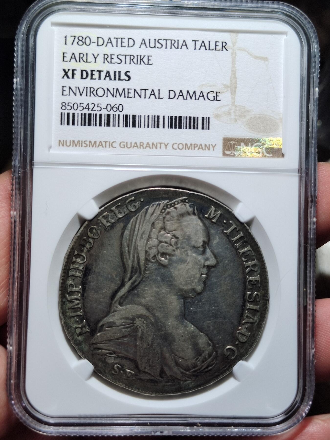 中外钱币第七场 NGC-XF1780年奥匈大奶妈银币早期后铸版