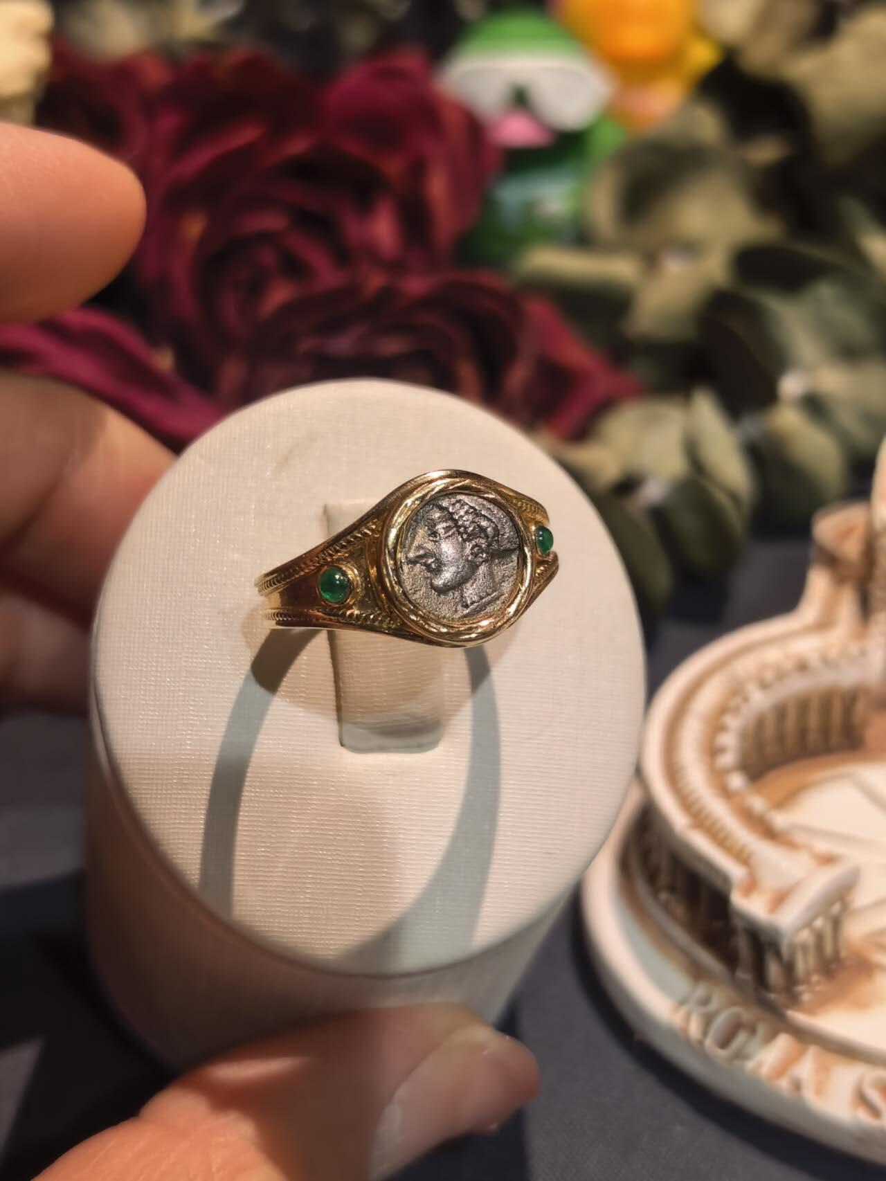 古希腊古风雅典娜古币戒指