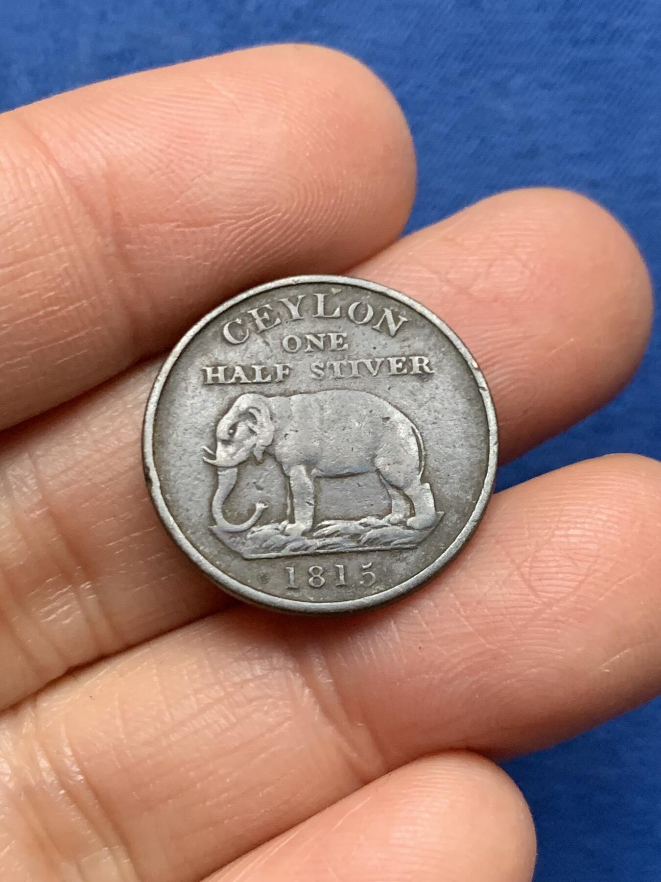 《竞宝斋》第461场 周日，周一，2场连拍 （全场包邮）欢迎送拍 两枚一组 英属锡兰1802-1815年大象铜币，少见的经典款别，英属钱币代表作之一。