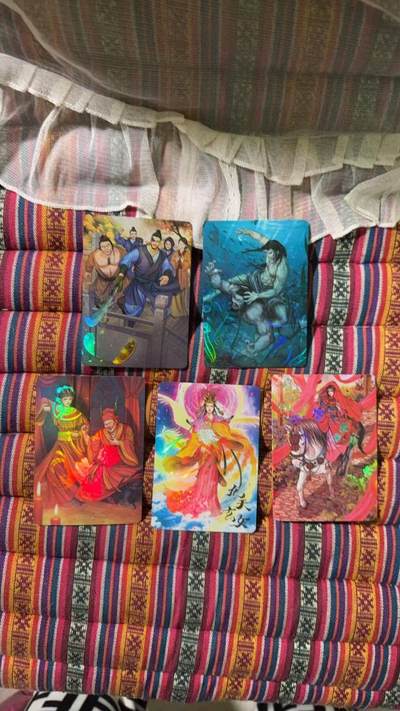 光影卡牌第29期，各家亲签，各家套卡，持续收拍品 - 卡趣多水浒彩闪特卡5张，嫁衣三娘＋九天玄女等
