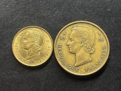 邮泉阁限时拍卖第四十场 非洲专场（硬币在国外。请付邮费6元。） - 法属西非1956年2枚