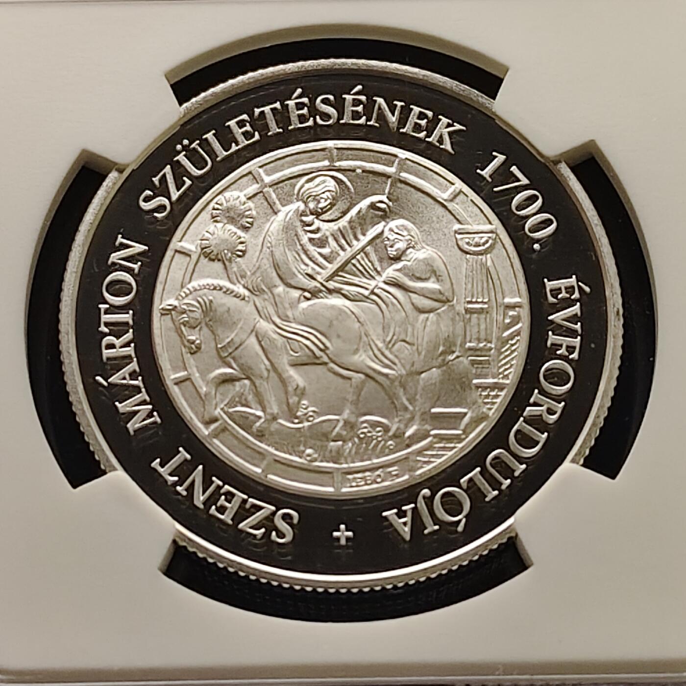 【全场包邮】纯粹捡漏拍499场-持续更新中 【收藏级·亚军分·少见】匈牙利2016年10000福林圣马丁诞生1700周年精制纪念银币【37毫米24克92.5%，纯银价约621元（按28元银价估算）】-量5000-NGC PF68 ULTRA CAMEO（更高分仅1枚）