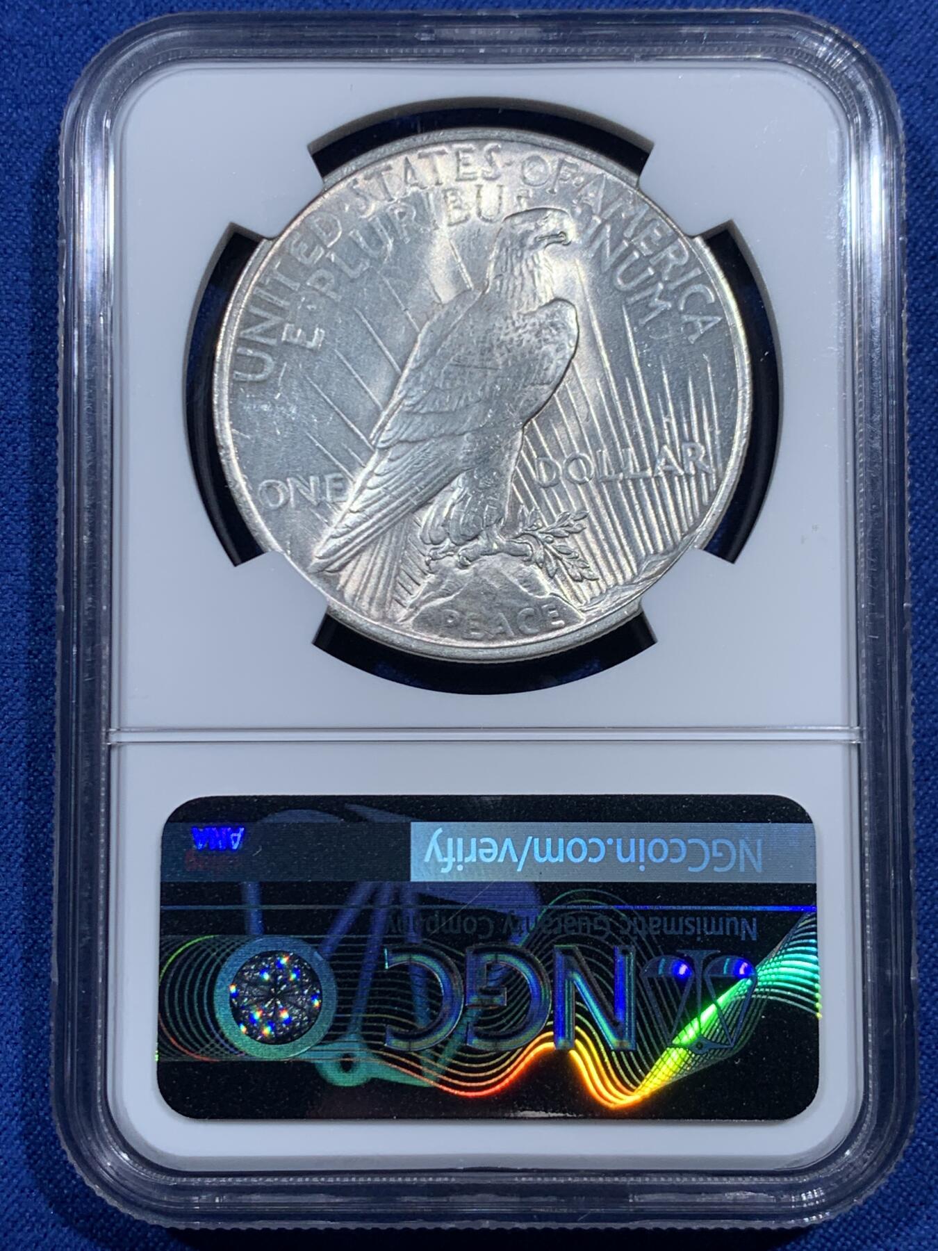 《竞宝斋》第461场 周日，周一，2场连拍 （全场包邮）欢迎送拍 NGC UNCD 美国1923和平银元，原光好品，按当下银价22.4元光材料就要538元了