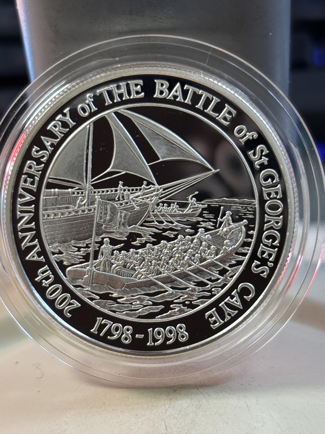 第189期拍卖 伯利兹1998年圣乔治湾战役200周年纪念银币，925银，28.28克，发行5000枚